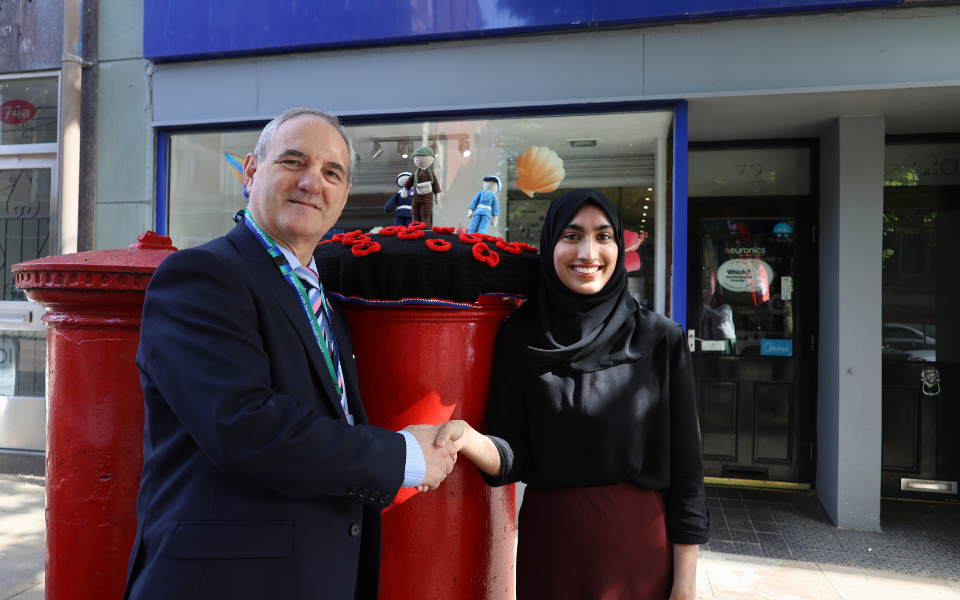 An image of Aaminah with Cllr John Slater