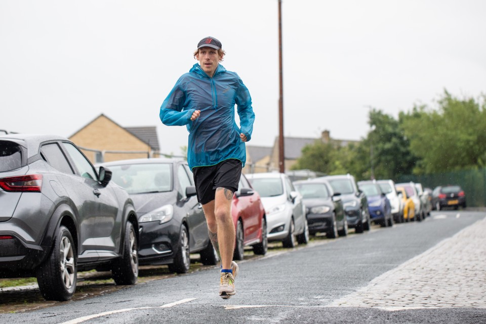 Man running on road