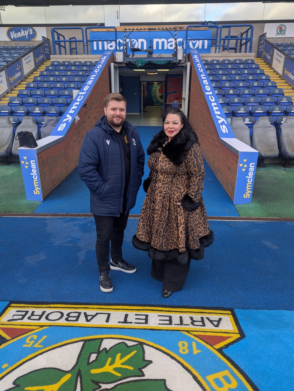 Kiki DeVille at Blackburn Rovers with Ryan Loftus from Rovers Community Trust