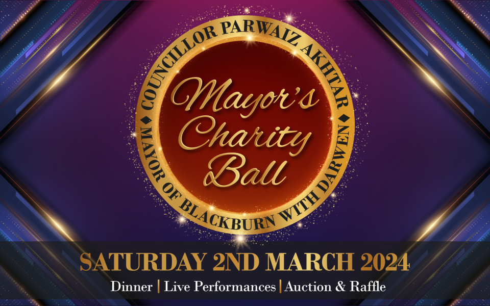 Graphic that says Mayor's Charity Ball. Saturday 2nd March