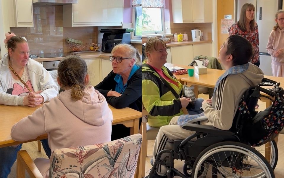 Two photos of some of those at the respite centre of St Aiden's