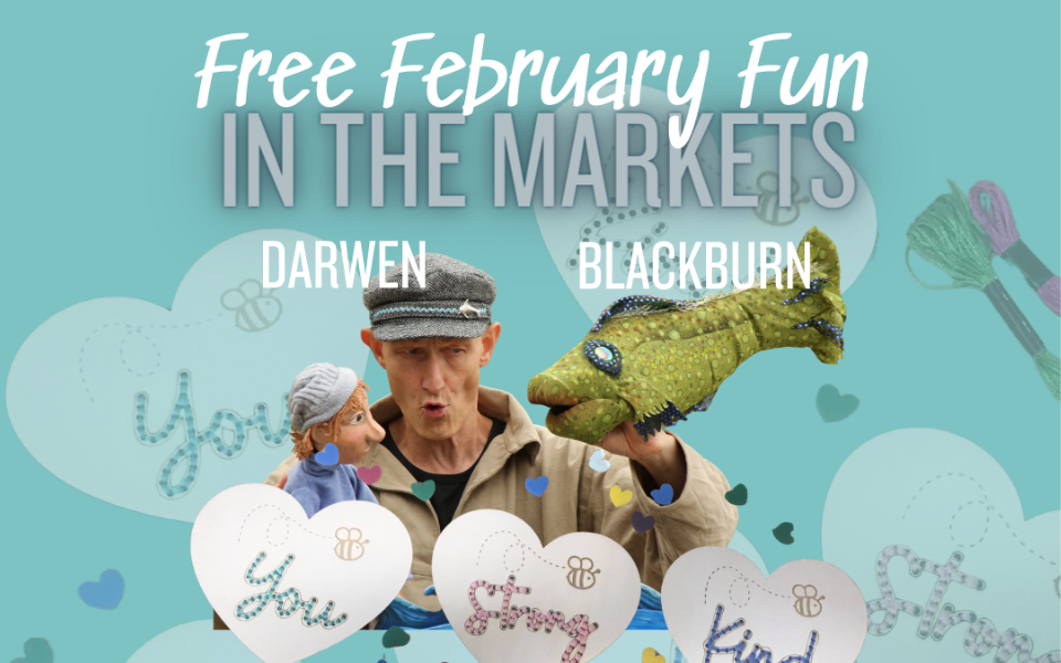 Graphic with text saying 'Free February fun in the markets.'